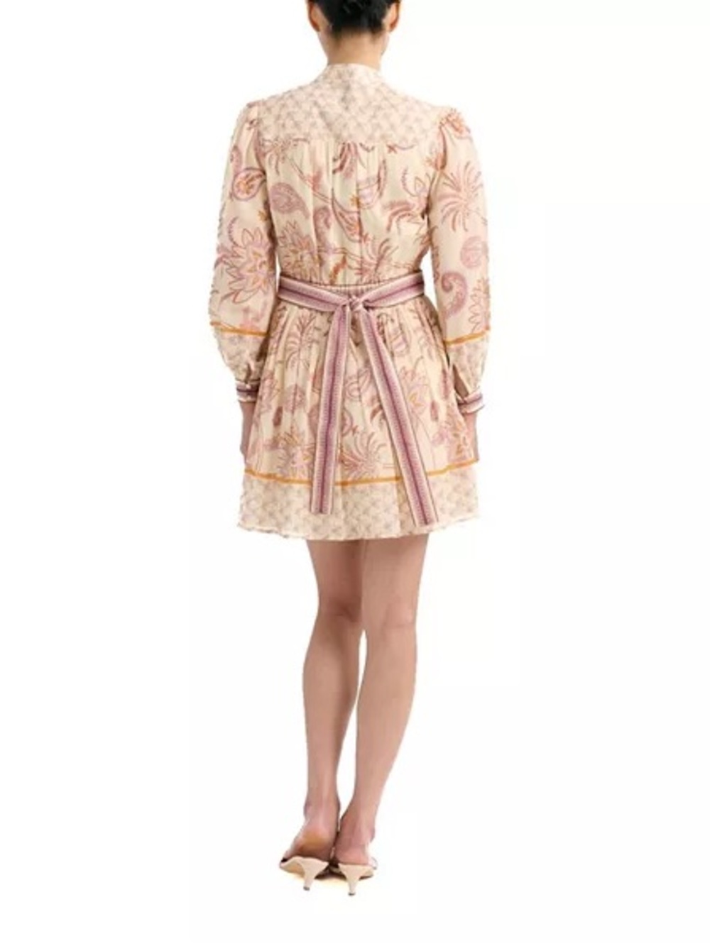 Cartolina Blake Mini Dress Rosecliff Garden Paisley Pink Tie-Waist | M - Picture 2 of 6